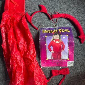 VTG Child Red Devil Accessory Kit Costume Accessories Tail Ears Bow Tie Cape 90s